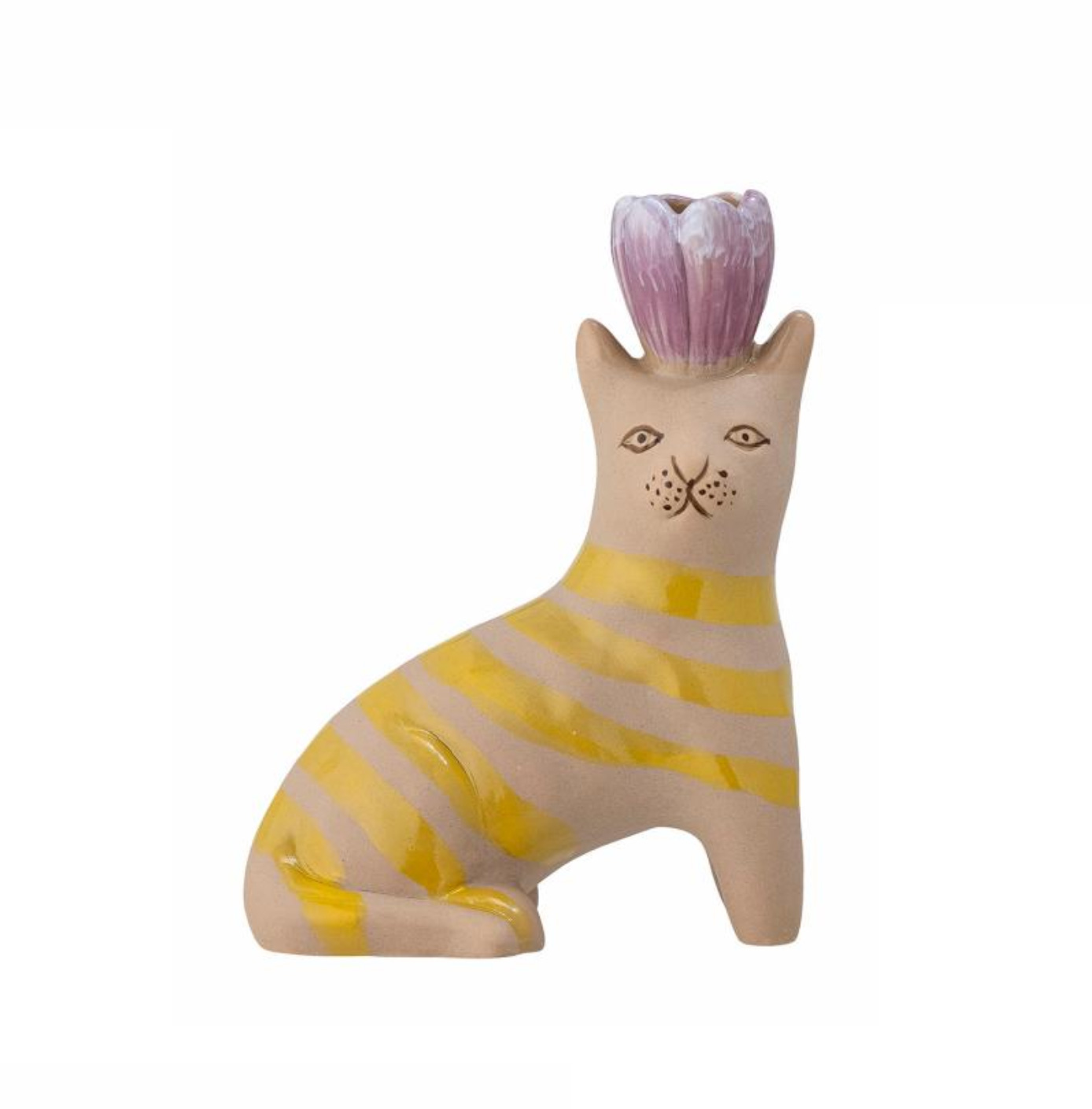  Kerzenhalter Katze sitzend, Keramik, Kerzenständer Mamie von Bloomingville, pro Stück 