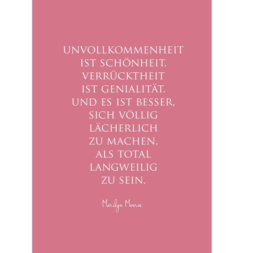 Wunderwort Postkarte "Unvollkommenheit ist Schönheit..."
