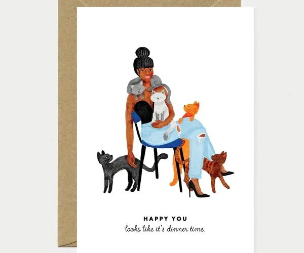 Grußkarte Cat Dinner’s time von  ALL THE WAYS TO SAY , Katzen