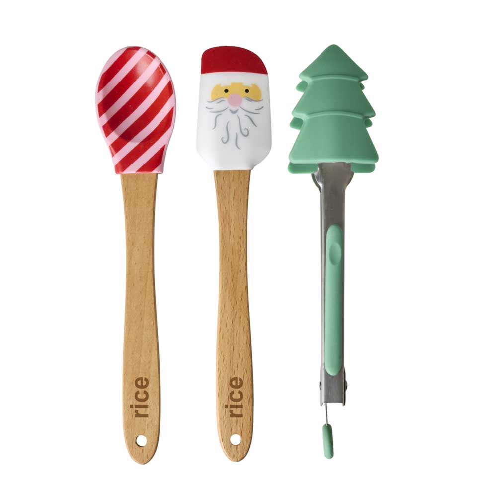 Rice Backzubehör SET Schaber & Zange Weihnachten - 3er-SET, Silicone Scrapers and Tong in Christmas Theme - Set of 3