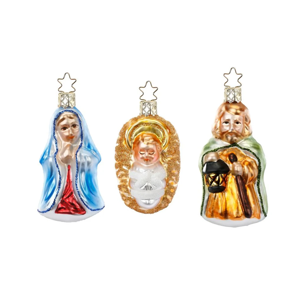 Inge Glas Christbaumschmuck Die Heilige Familie, 3er Set, ca. 6.5-8.5 cm