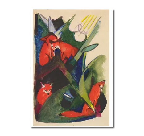Postkarte Franz Marc " Vier Füchse, 1913" Kunst 