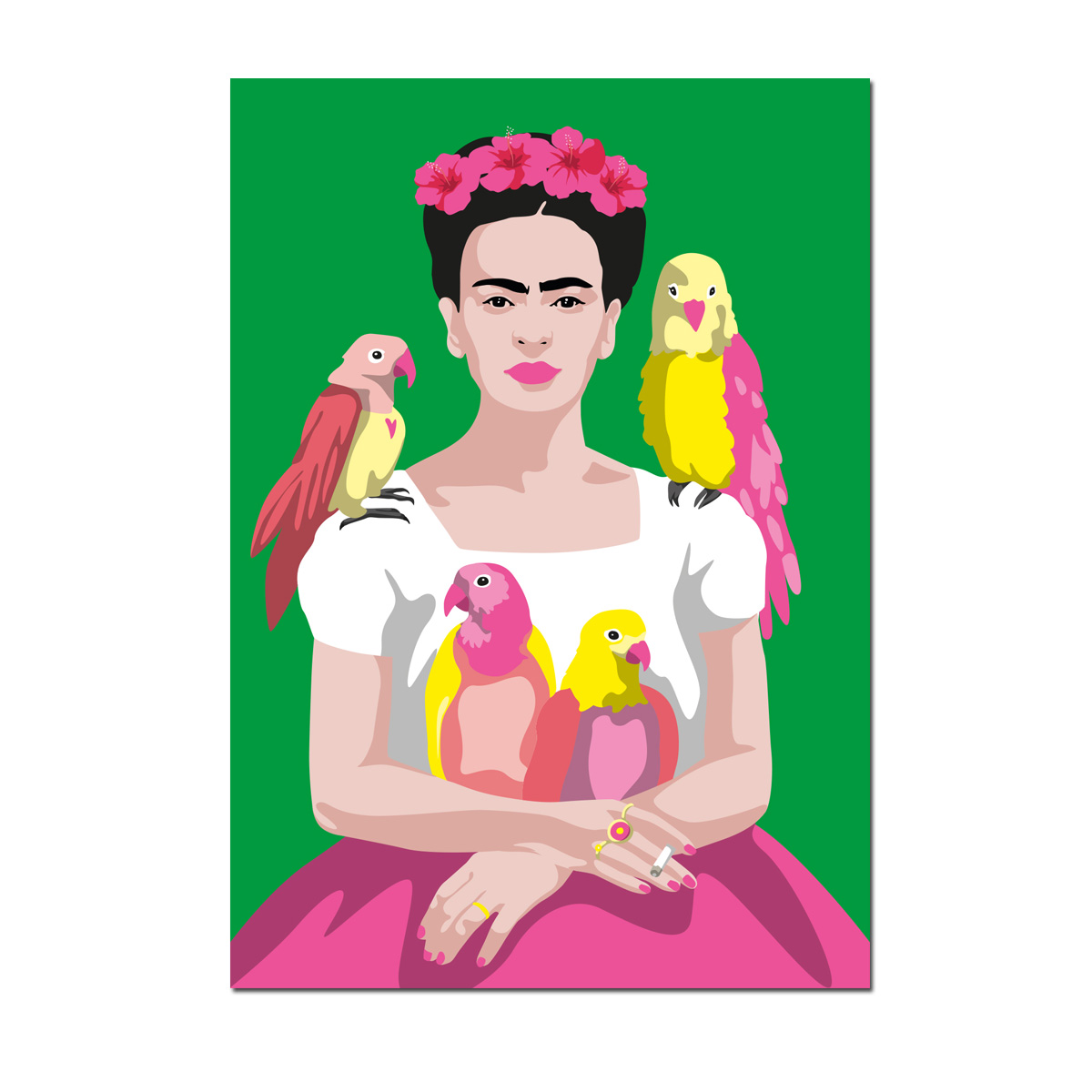 Postkarte  "Mexican Artist with parrots" Papageien von Pop Art new generation  