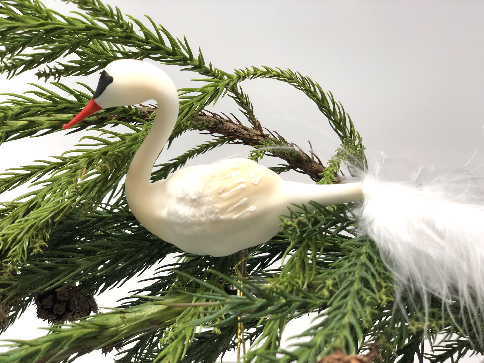 Inge Glas Christbaumschmuck Schwan, ca. 9,5 cm, Weihnachsscmuck Prächtiger Schwan , Clip