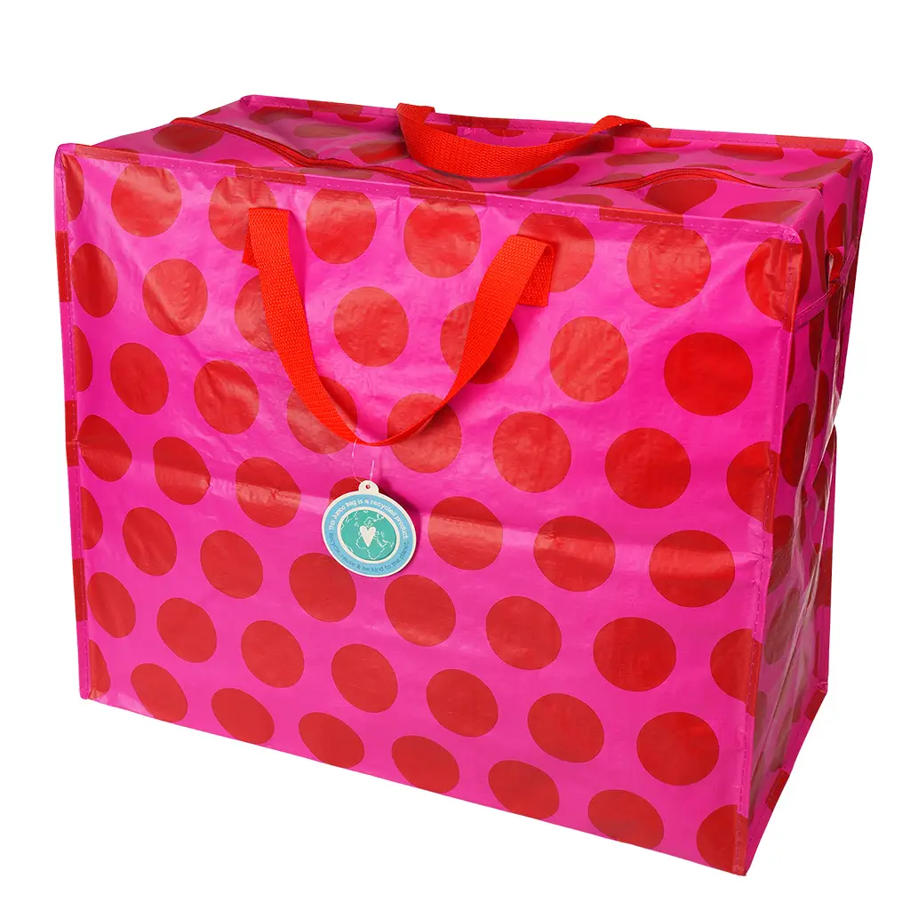 Jumbo-Aufbewahrungstasche - Spotlight Rot-Pink Dots, ca. 58 x 28 x 48 cm  