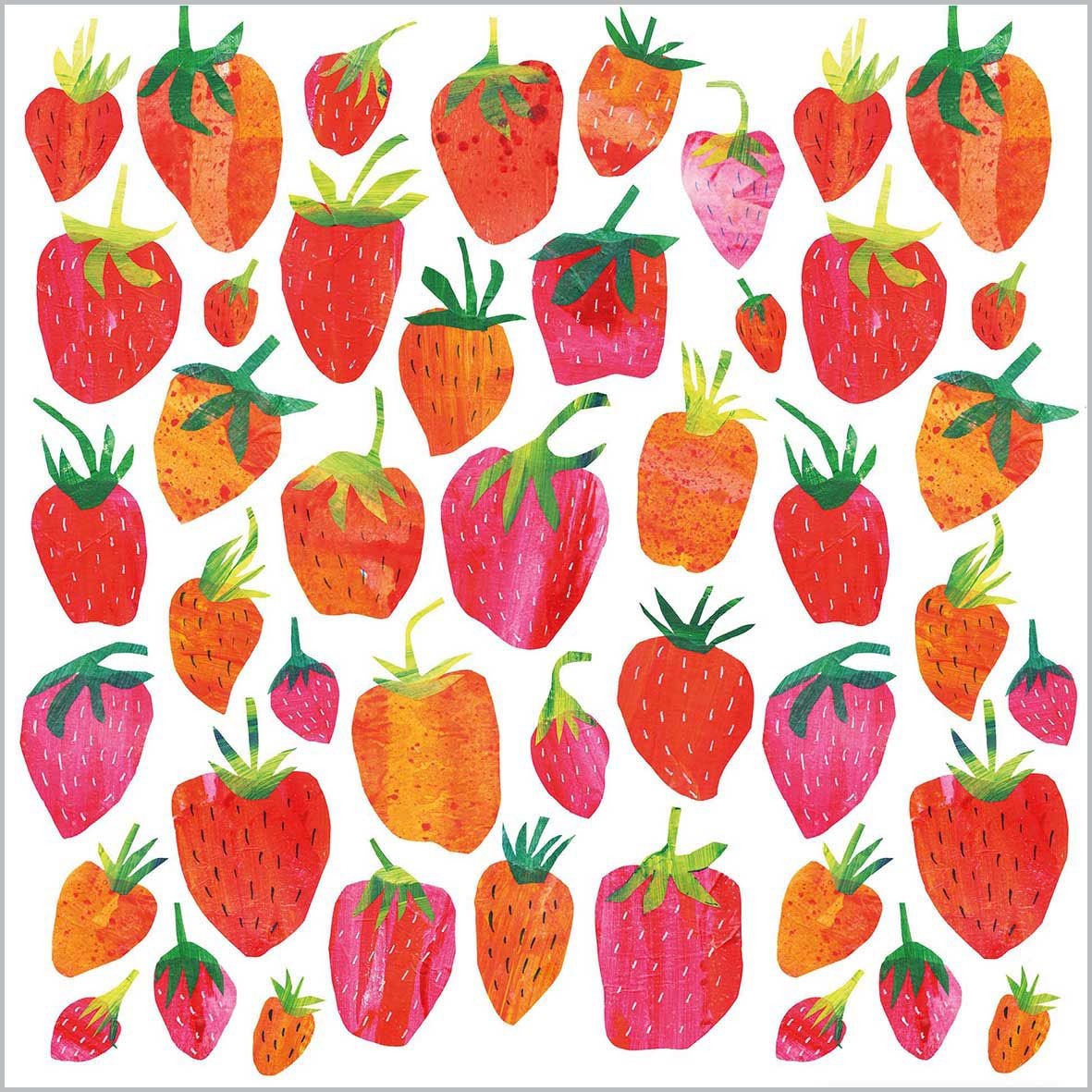 Papierservietten "Strawberry Collage"Erdbeeren, 33 x 33 cm  von PPD