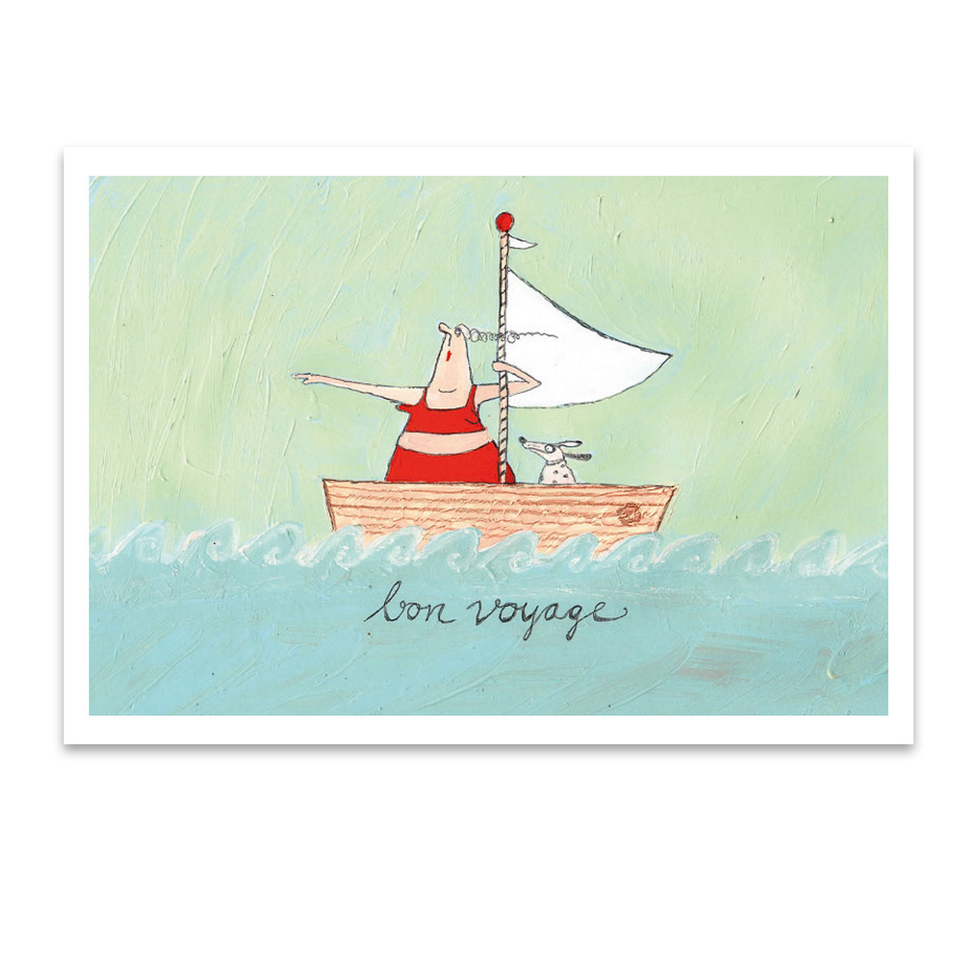 Postkarte kittiekatstudio "bon voyage" von kittiekatstudio , Gute Reise, Zum Abschied