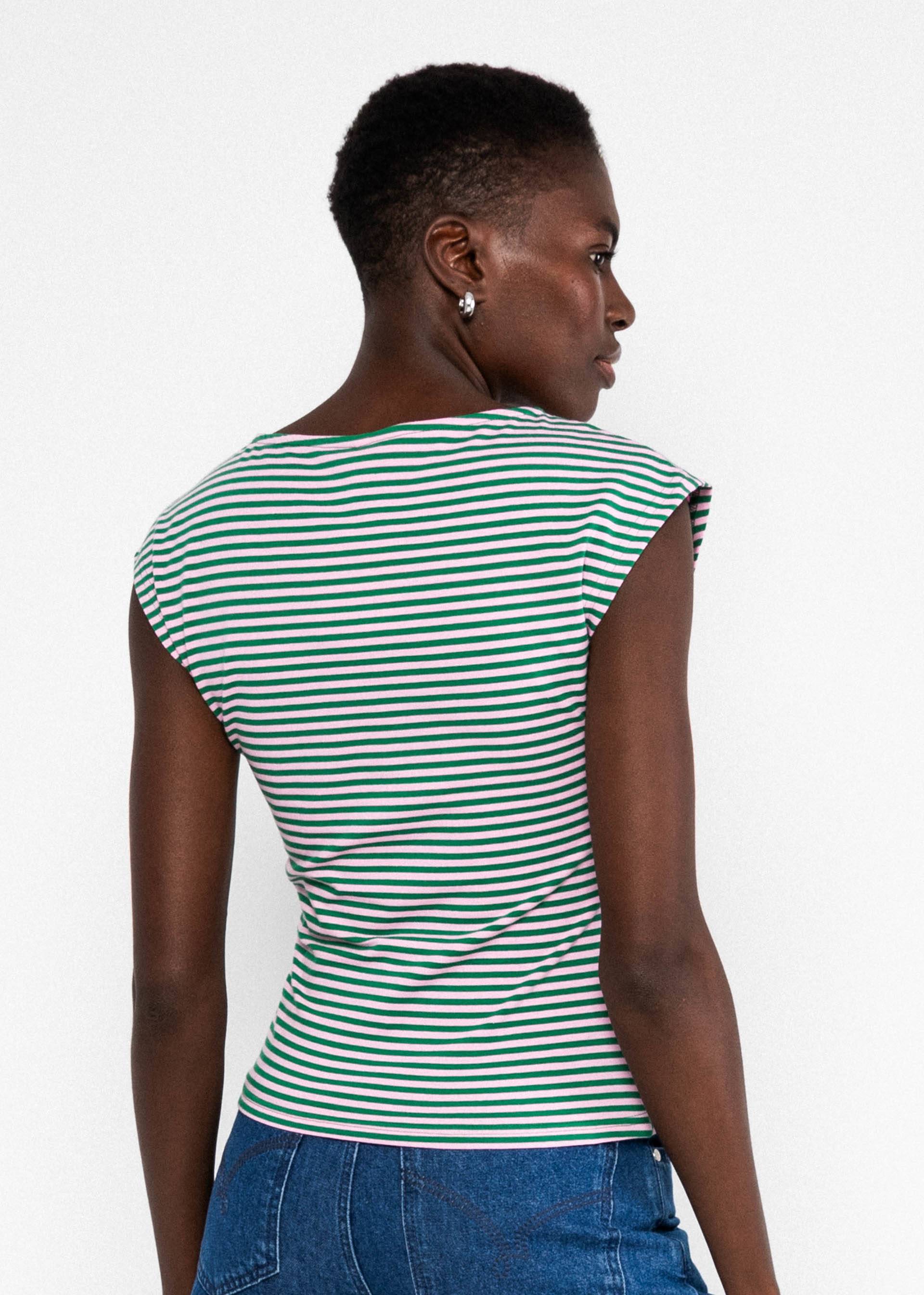 Blutsgeschwister Top Vintage V-Neck- green viva el sol! stripe