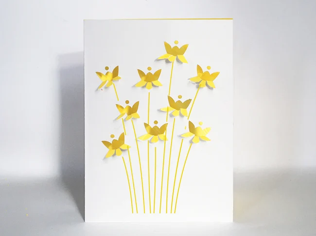 Klappkarte " Daffodils/ Narizisse" mit Umschlag, ausgestanzt