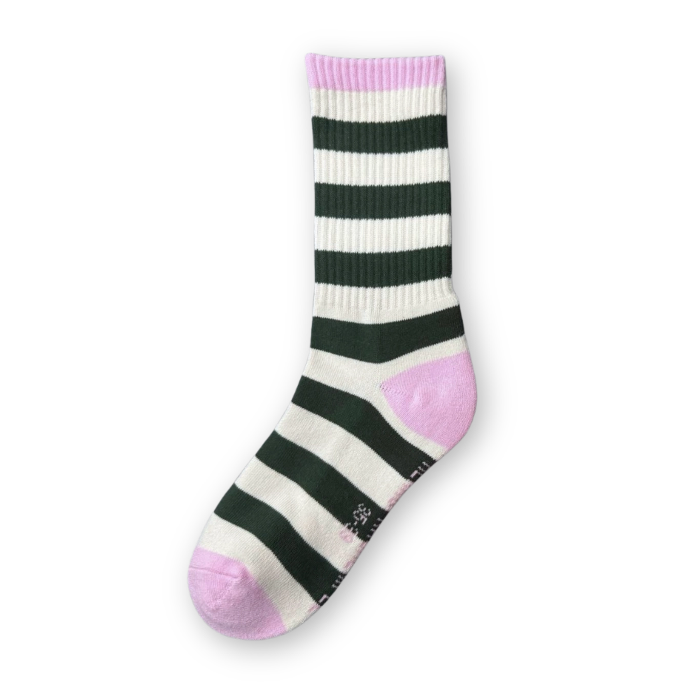 SOCKEN - Streifen dunkelgrün - rosa, Größe 35-39