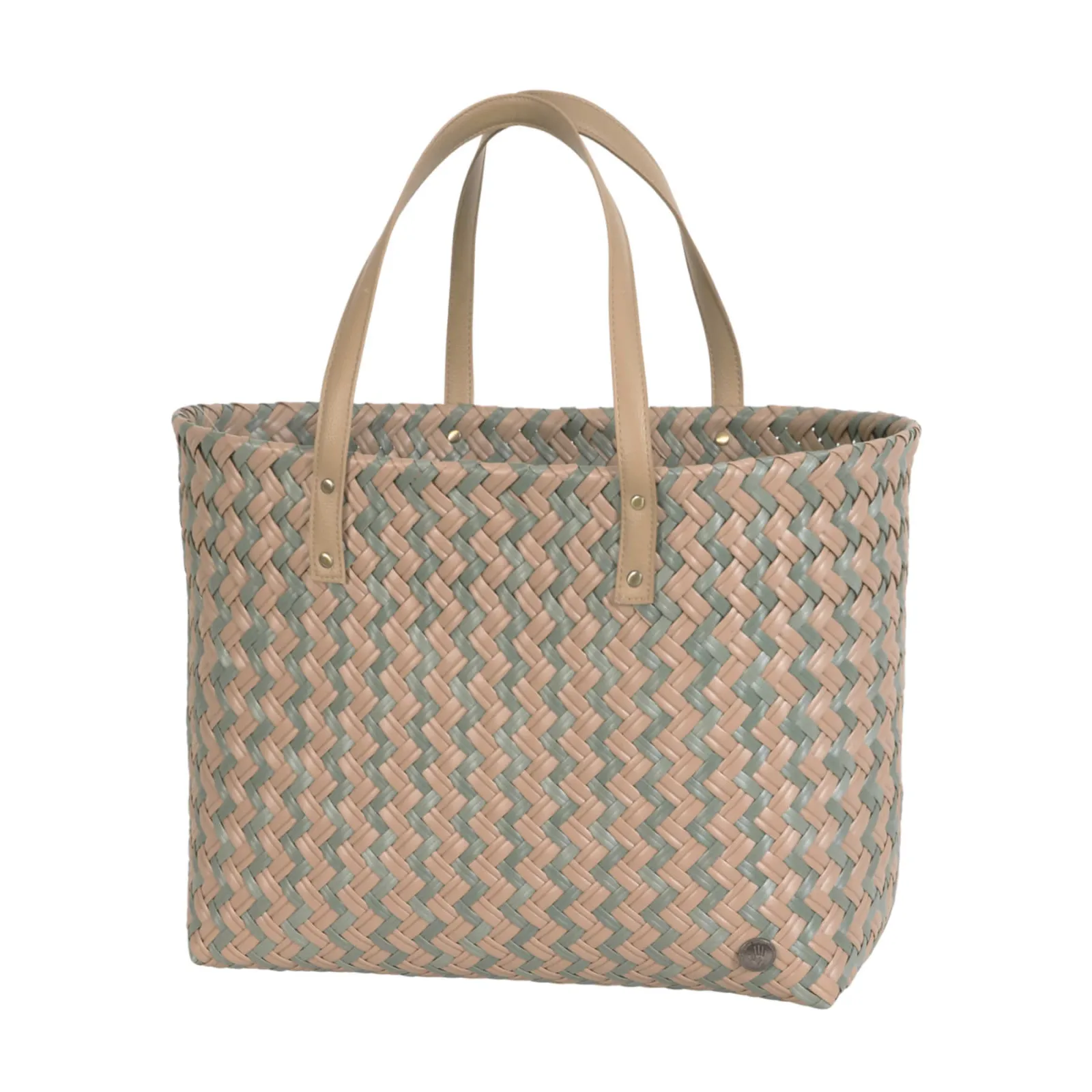 Handed By Shopper Faye grün & braun - Design Einkaufstasche & Strandtasche