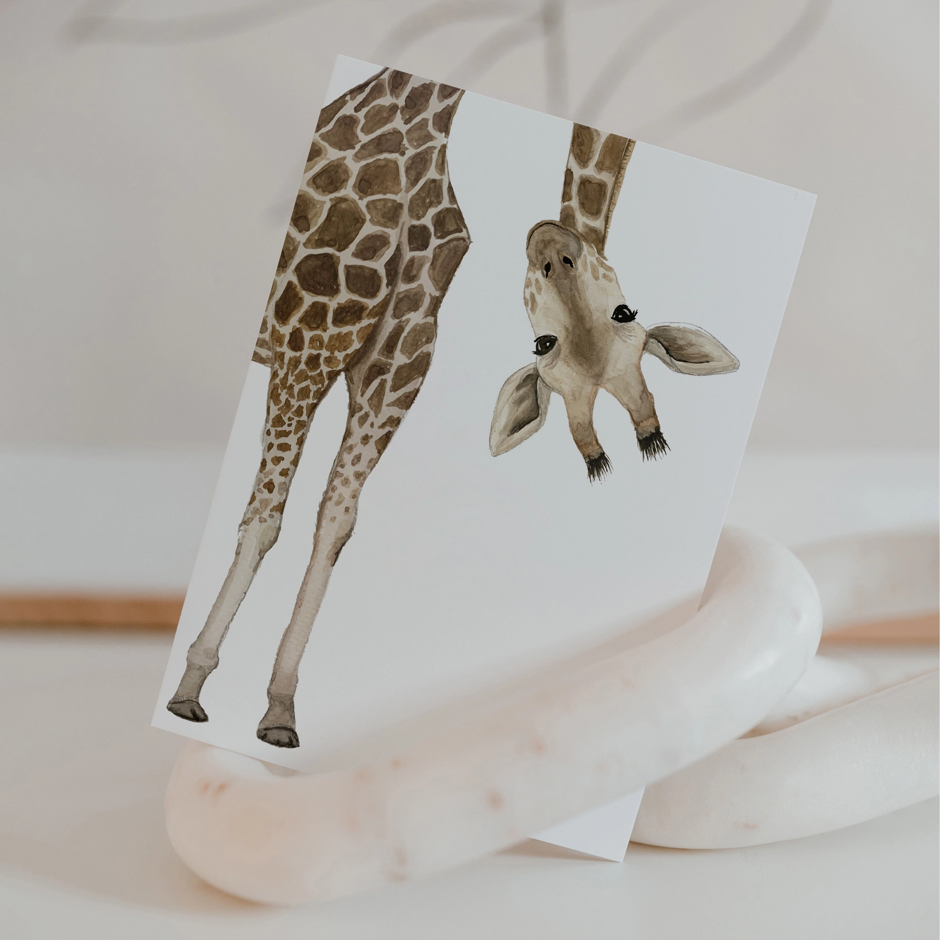 Eulenschnitt Postkarte  Giraffe, Geburt 