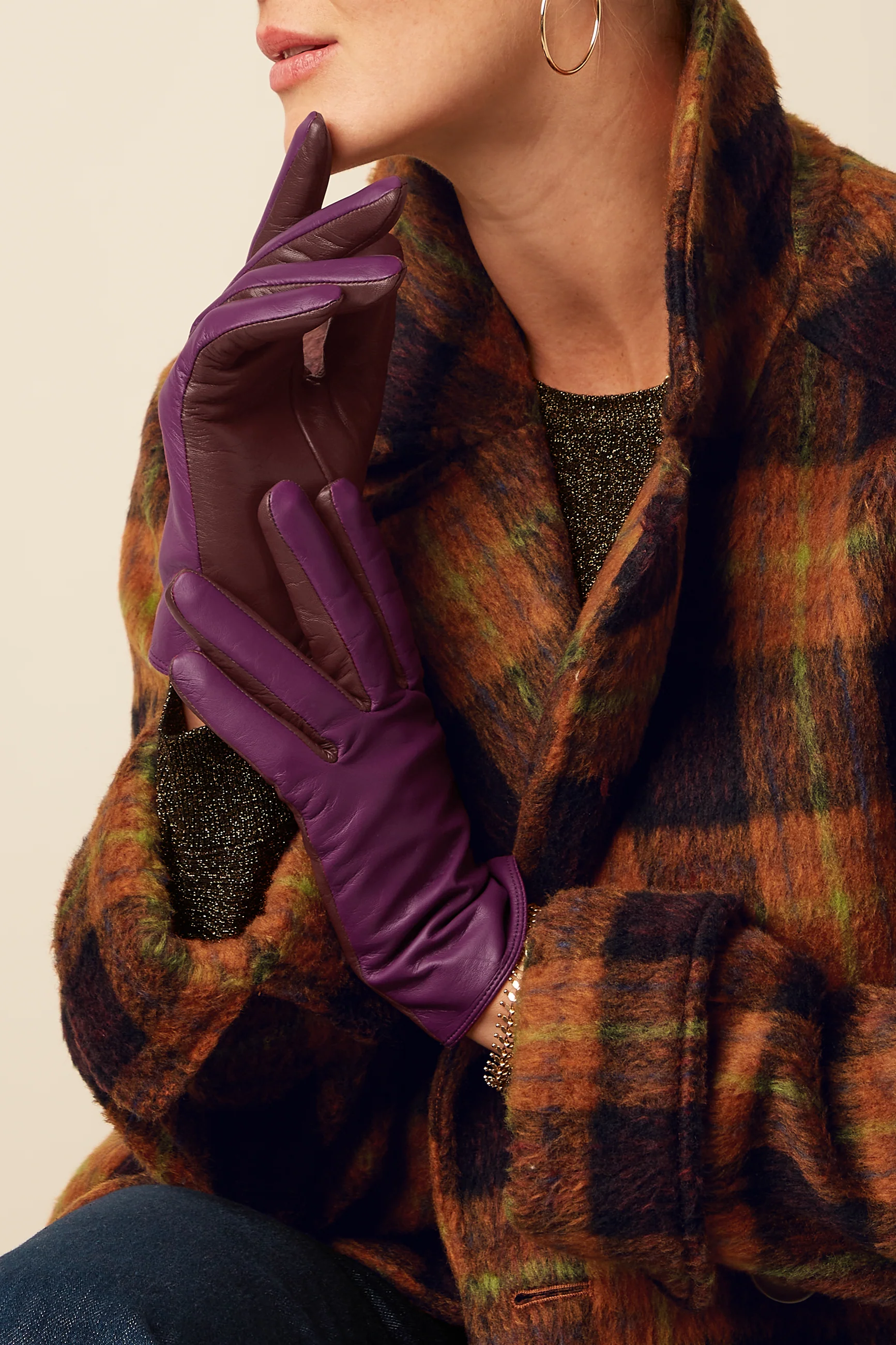 King Louie Handschuhe Leder, Leather Gloves, Farbe:  Caspia Purple - Gloves