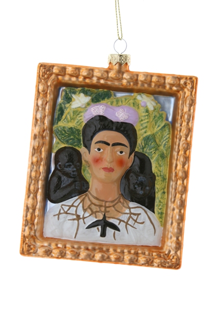 SELF PORTRAIT W/THORN NECKLACE / Frida, Berühmtes Bild,  Weihnachtsschmuck, Weihnachtskugel   