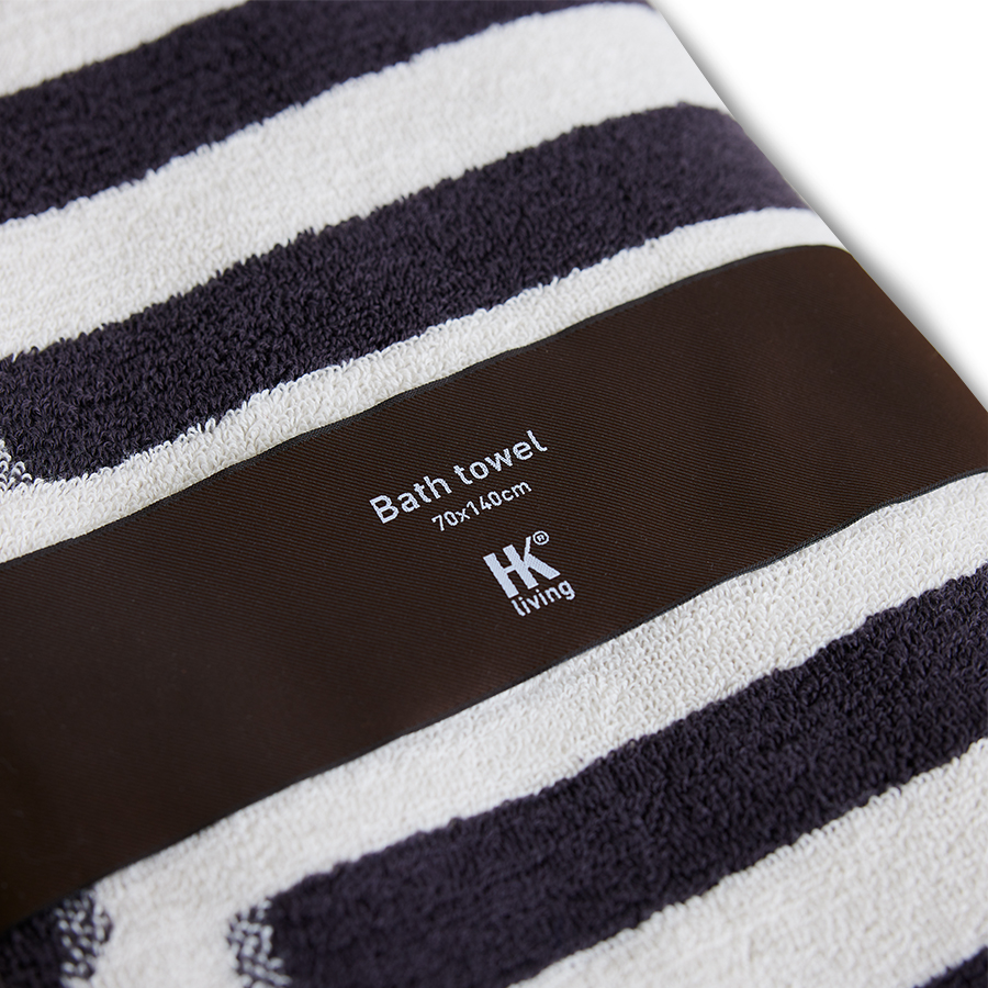 HKliving Bath towel 1991 70x140cm , Handtuch Schwarz-Weiß