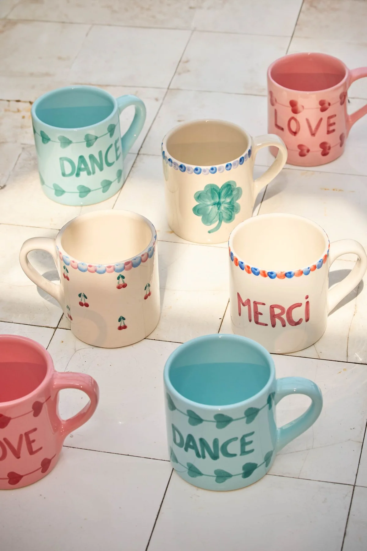 Rice Becher Good Luck Clover,  Keramik - Crème - Hand-painted Good Luck Clover, ca. 420 ml