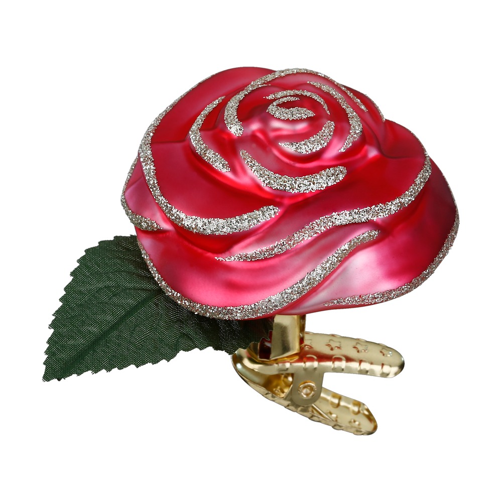 Inge Glas Christbaumschmuck  Rose, dunkelrosa, ca. 5 cm, Die Nussknacker Suite   
