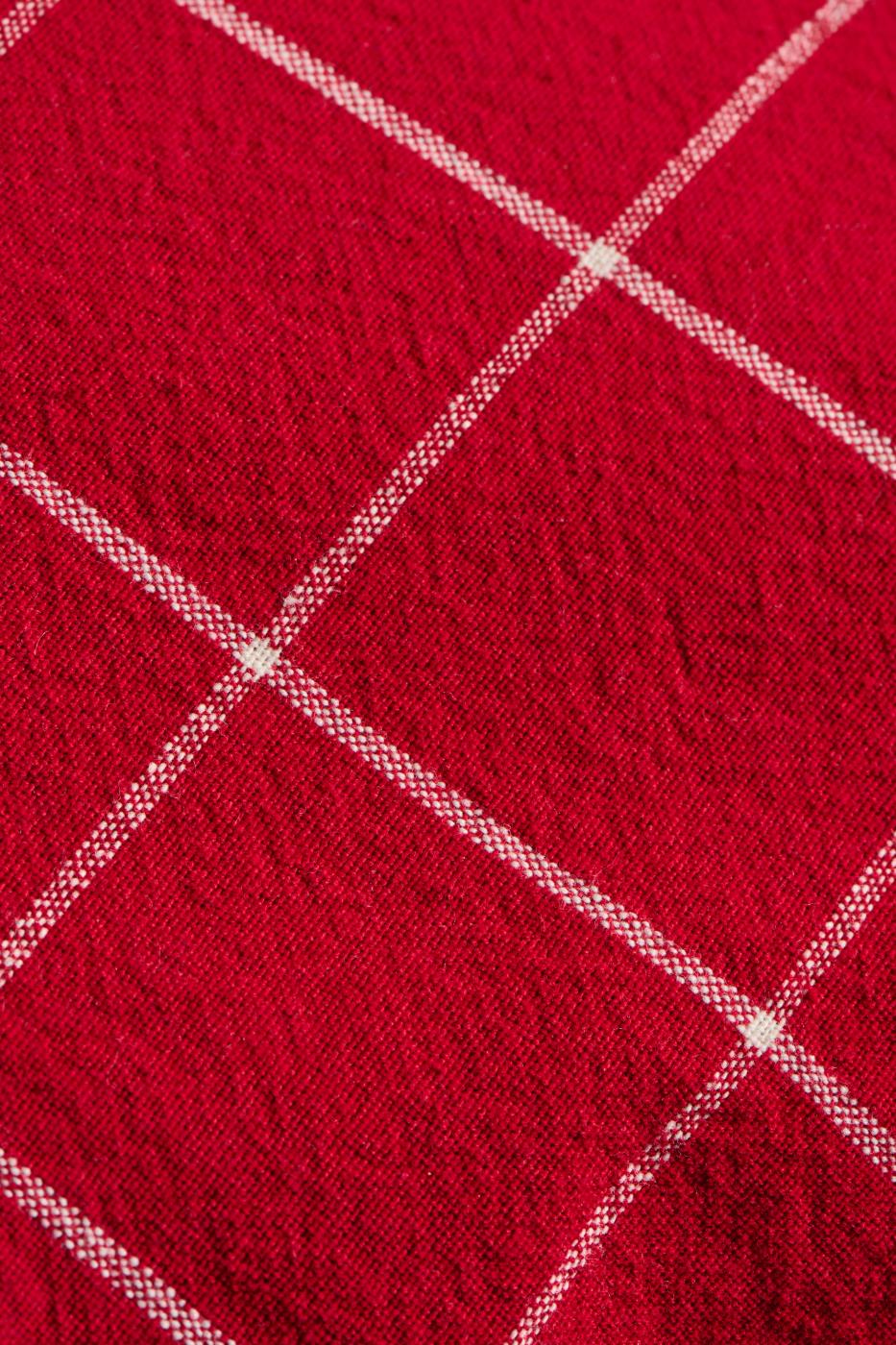Kissenbezug Silja rot m/großen naturfarbigen Karos, ca. 50 x 50 cm, Baumwolle