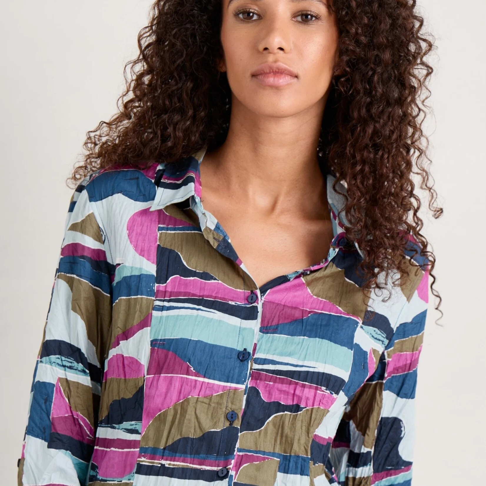 SEASALT Larissa Bluse Organic Cotton Shirt, Muster: Scenic Forms Enamel