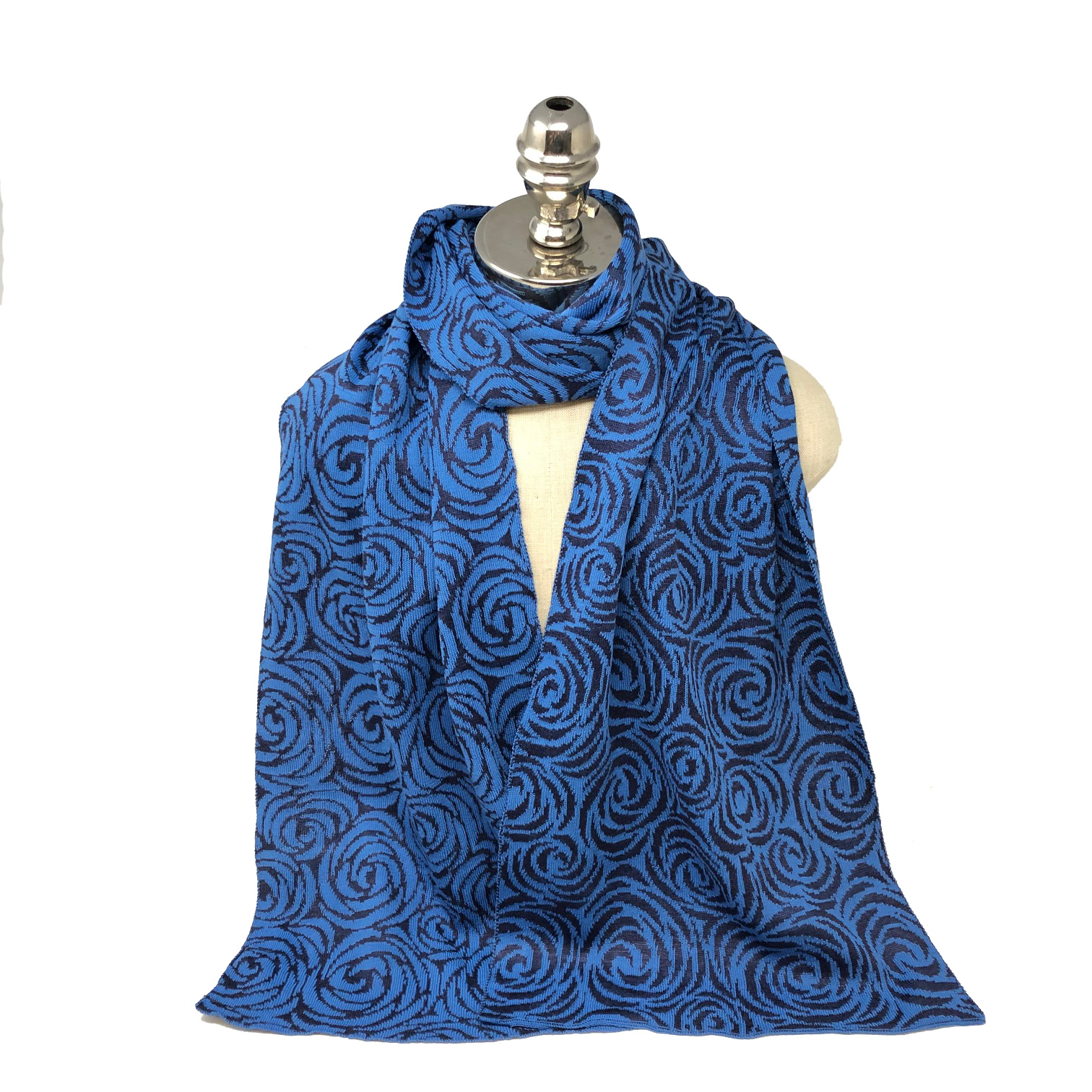 McKernan Sommer Schal "DIVA" royal regatta / blau, ca.26 x 180 cm Rosenmuster 