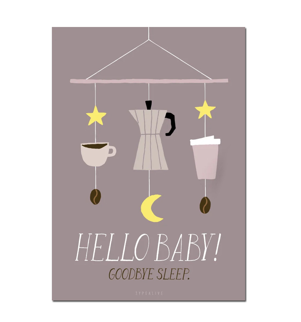 Typealive Postkarte "Hello Baby"  Kaffee, Zur Geburt