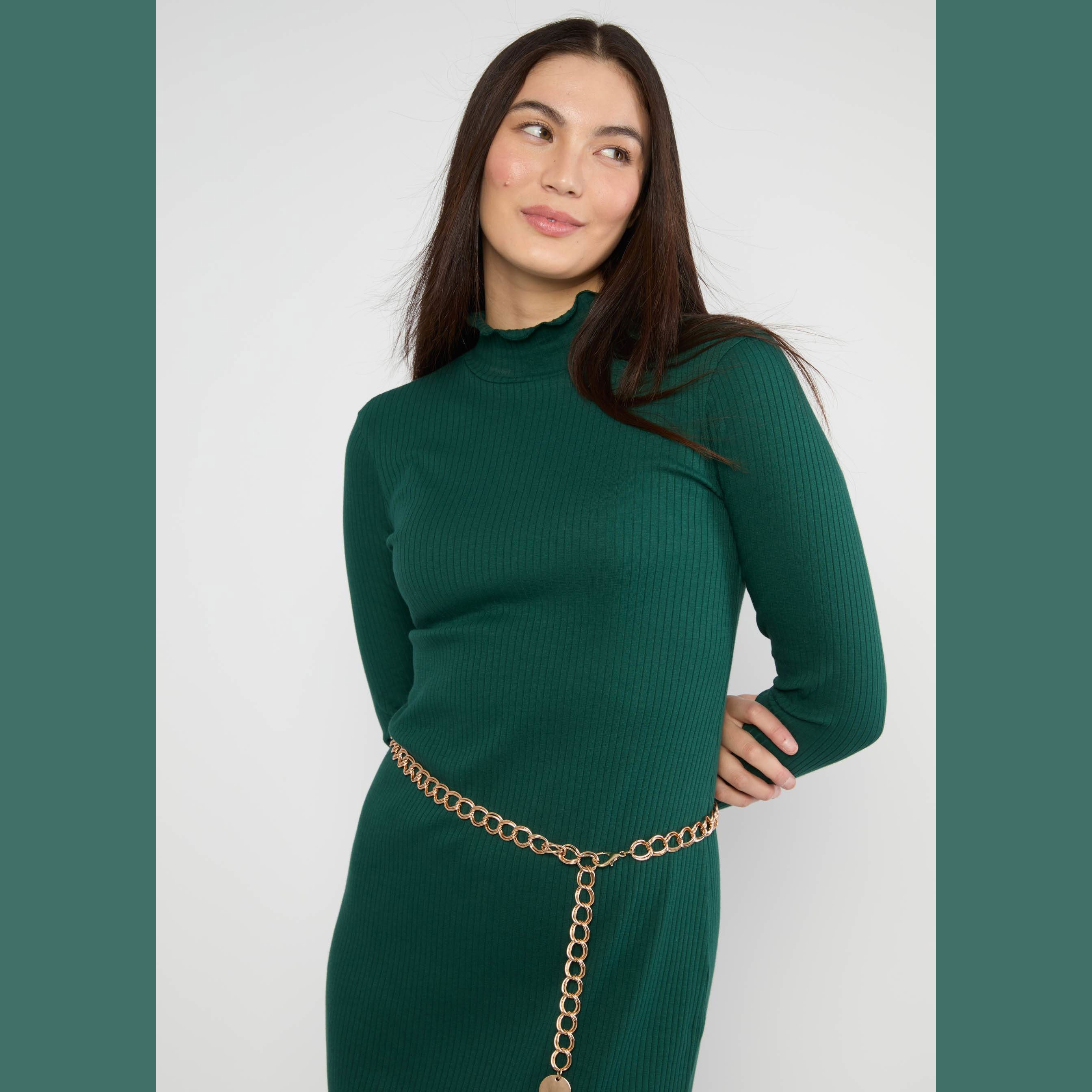 % Blutsgeschwister Midikleid The Bodyconscious - emerald dahlia green
