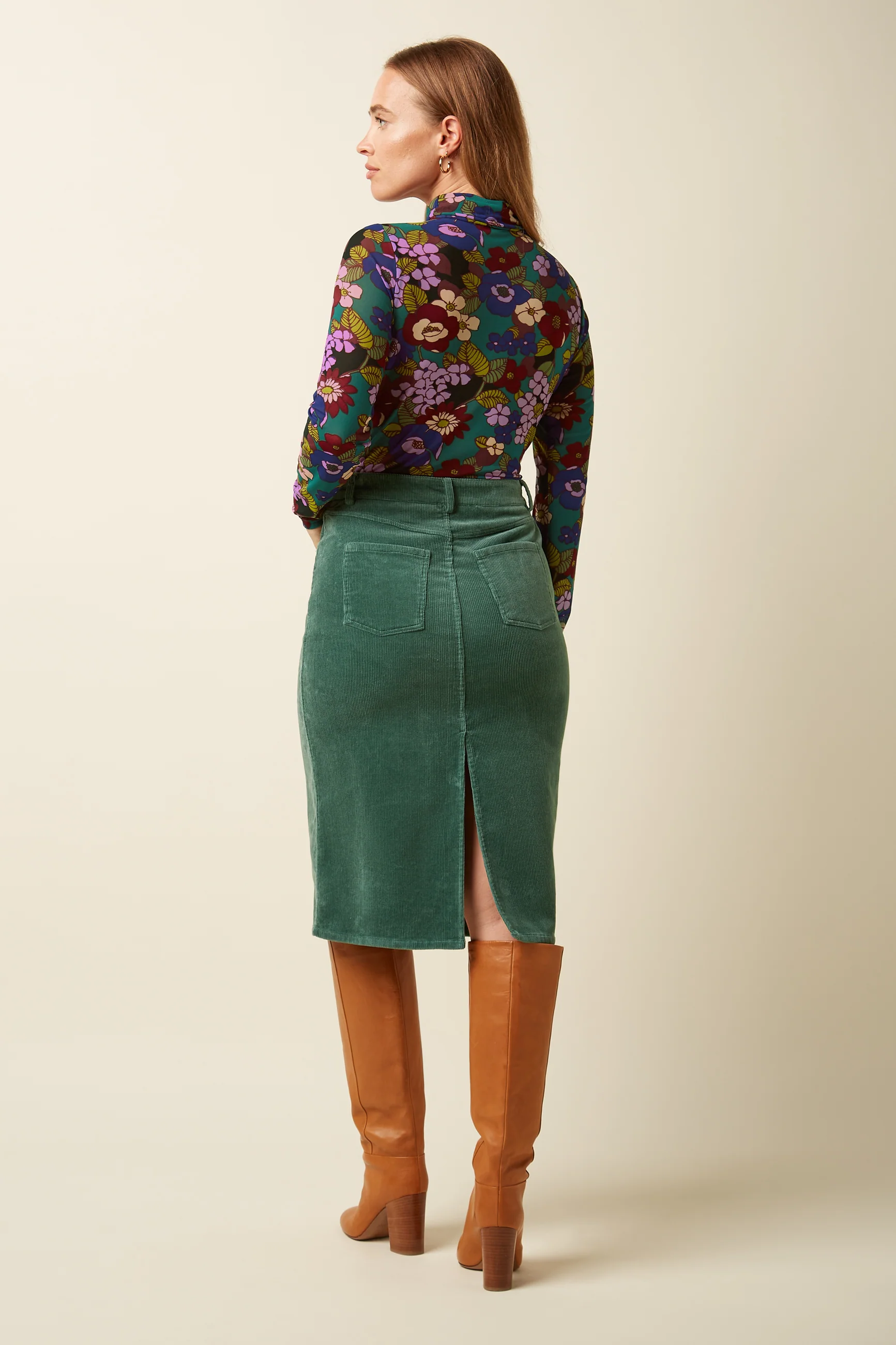 % King Louie Cord Rock Prisca Skirt Corduroy, Farbe Matcha Green