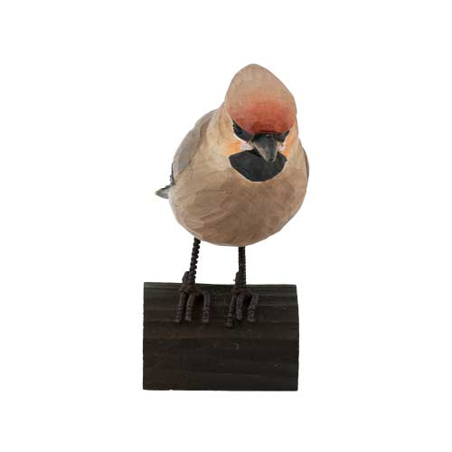 Vogel Seidenschwanz Lindenholz handgeschnitzt