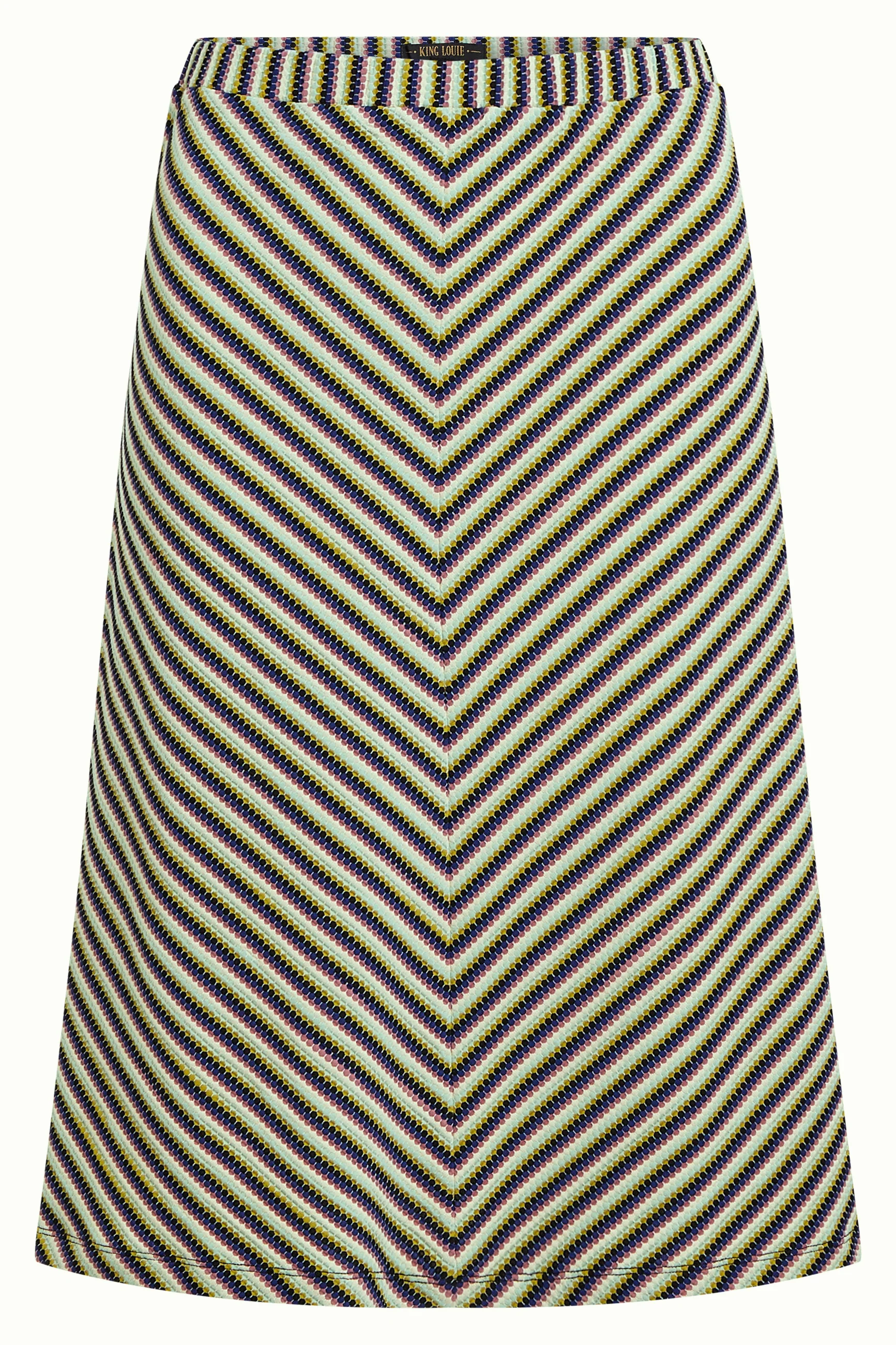 King Louie Juno Skirt Beebop Stripe, Farbe Black - Beebop Stripe, mittellanger Rock