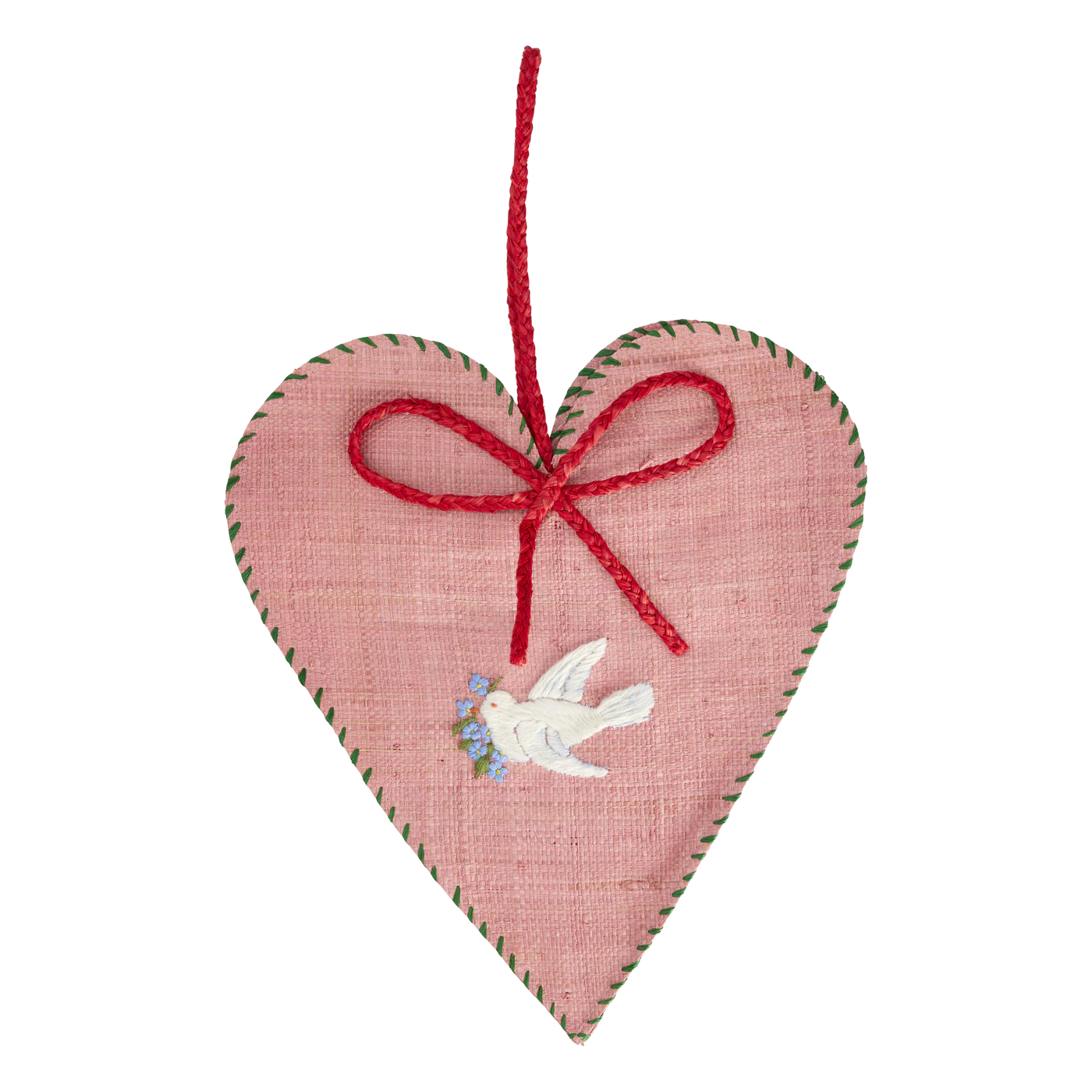 Rice Groß Herz Raffia Weihnachtsdekoration - Pink, ca. 30 x 34 cm, XMAS
