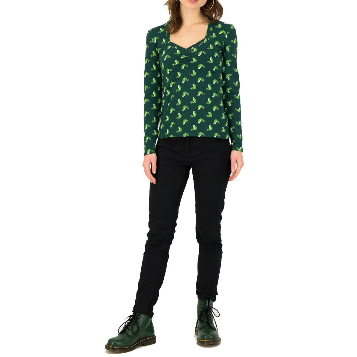 Blutsgeschwister Longsleeve glowing heart, franny frog , Farbe Grün, Frosch Blutsgeschwister Longsleeve glowing heart, franny frog , Farbe Grün, Frosch