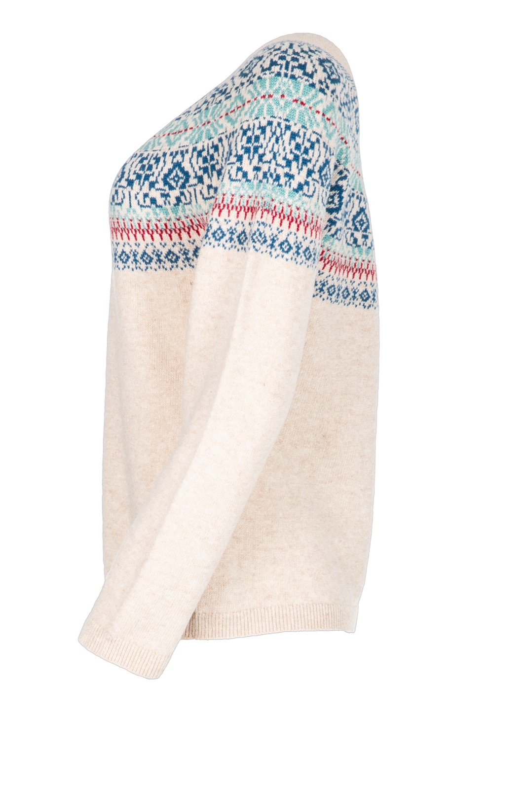DUNQUE Jacquard-Pullover "Fair-Isle Knit and Wear" GOTS , Farbe natur-bunt, 100 % Bio-Baumwolle, Made in Germany