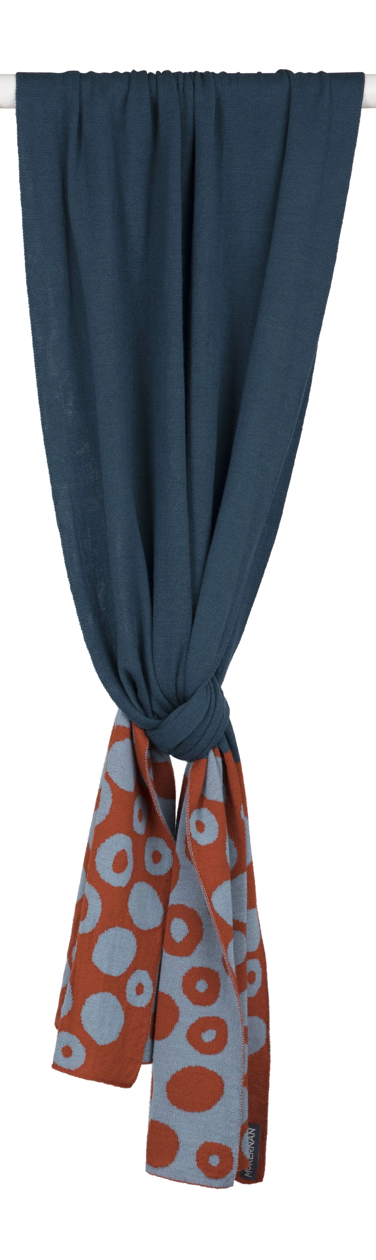 McKernan Schal "RHONDA" BURNISH,  ca. 50 x 200 cm , 100% Feine Wolle, Sommerschal , Blau-Rostrot