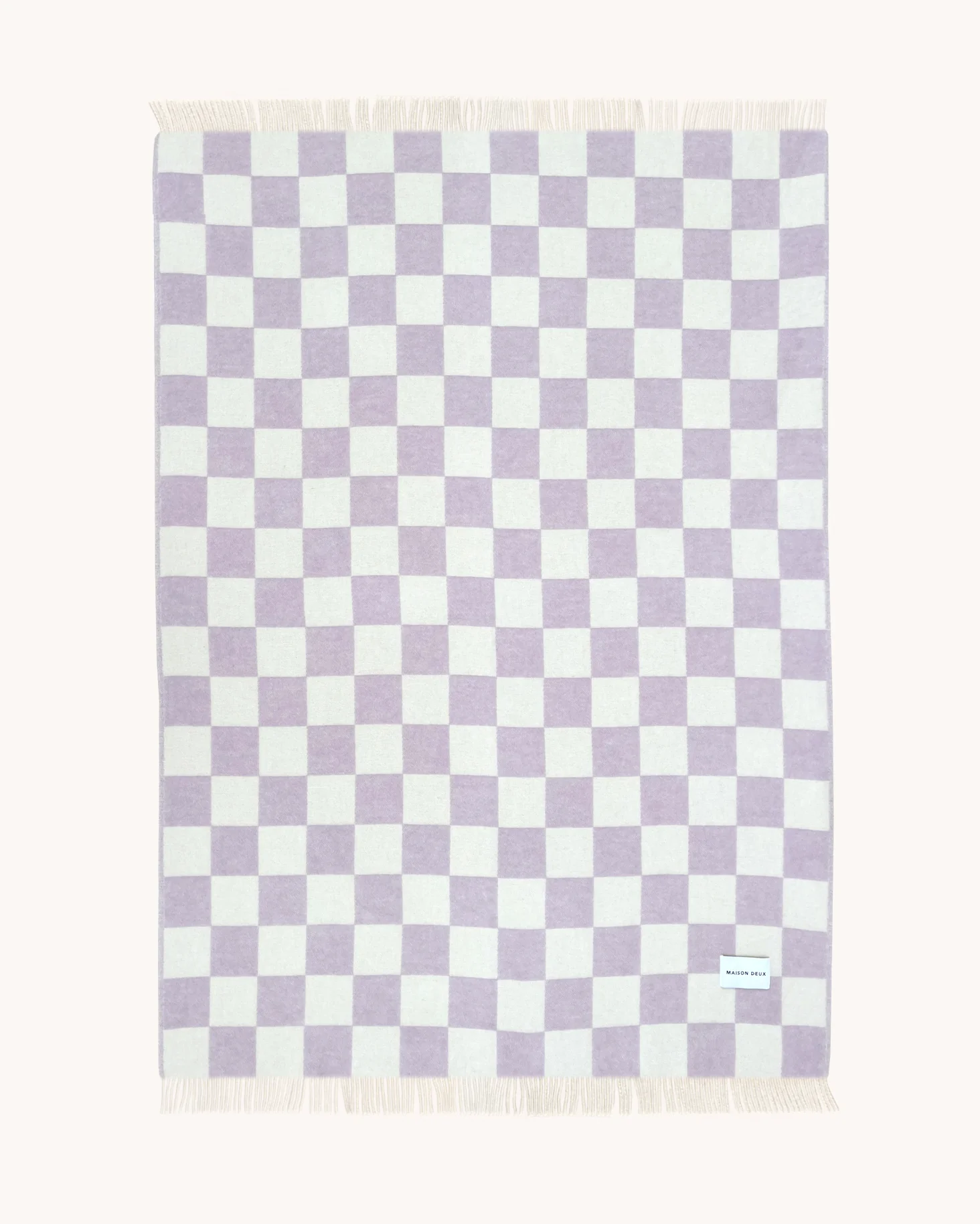 Maison Deux Wolldecke Checkerboard Lila-Weiss, ca. 130 x 200 cm, Plaid, 100 % Wolle 
