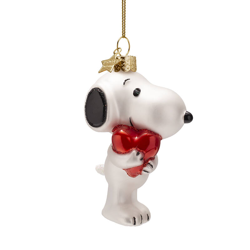 Weihnachtskugel Snoopy/Peanuts mit Herz,  ca. 11 cm, Glas von Vondels  