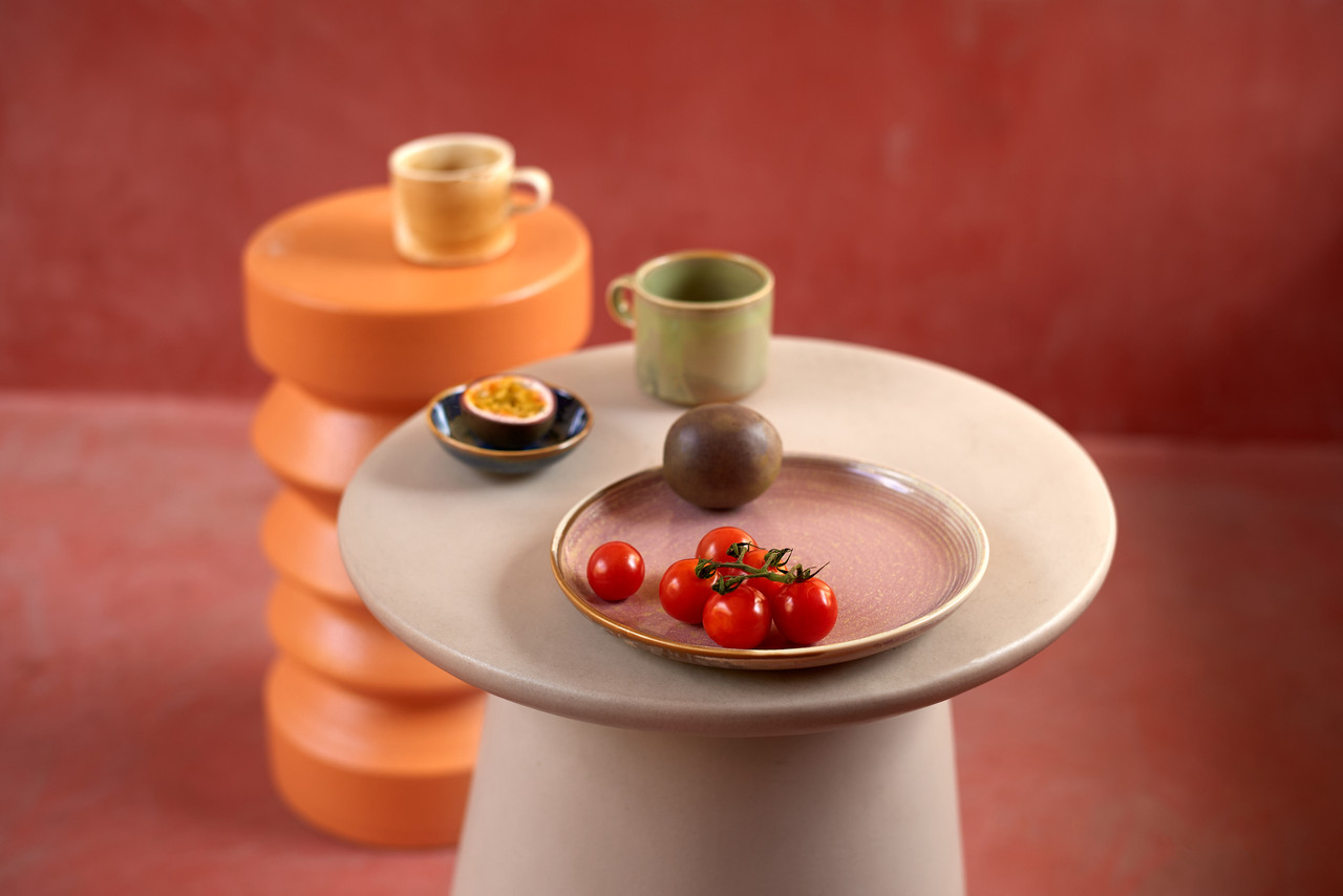 HKliving Chef ceramics: Teller D. ca. 20 cm in rustic pink, Keramik   