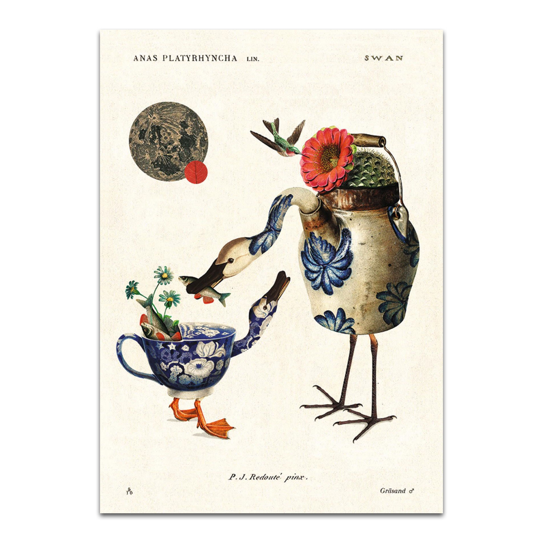 Inkognito Postkarte  Mother and Son, blaues Geschirr