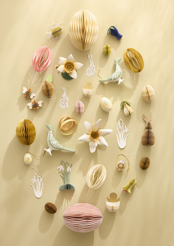 Bungalow Papier- Ei Swirl CREAM XL, H. ca. 20 cm , Ostereier, Paper Egg Swirl CREAM XL 