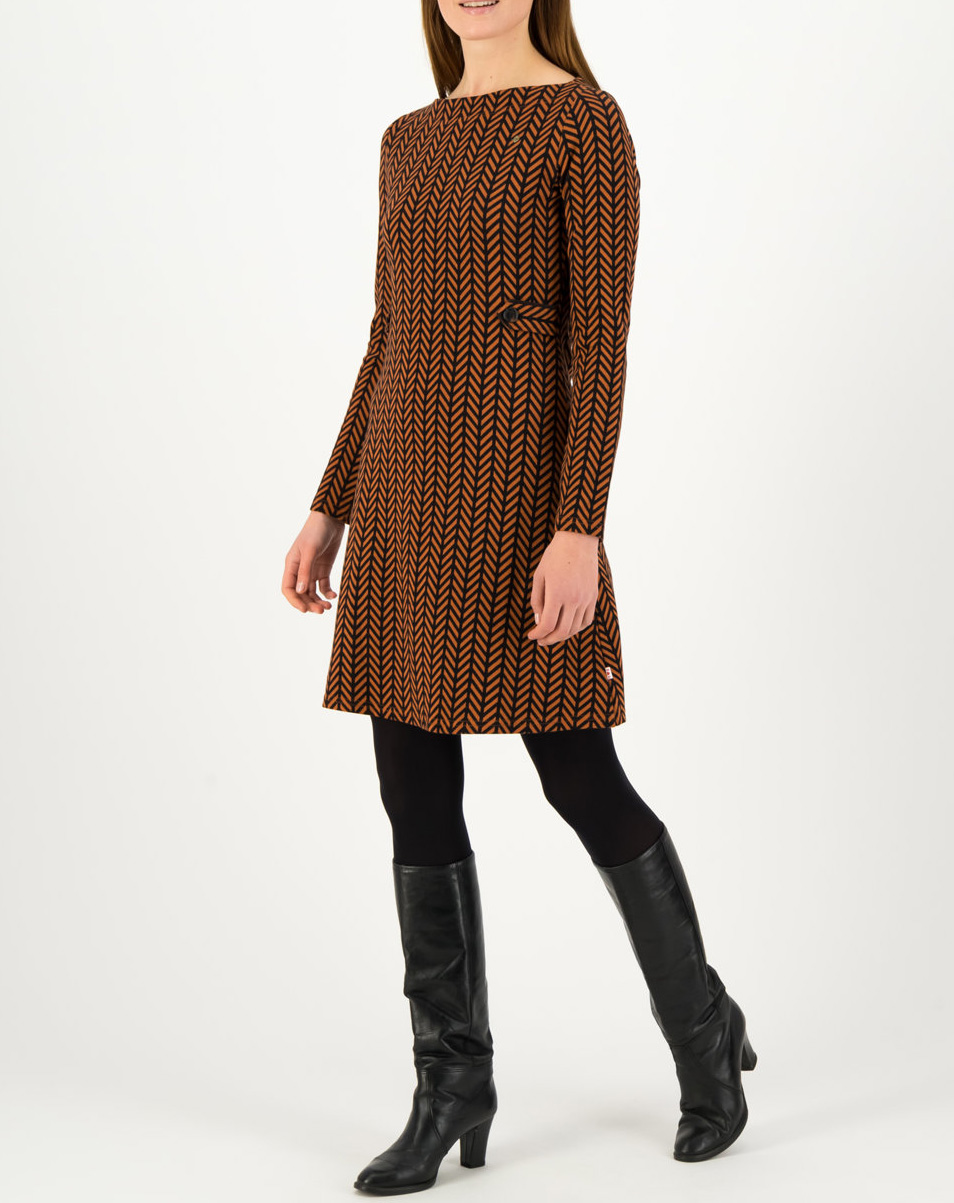 Blutsgeschwister Etuikleid mod a lula, brown zig zag Blutsgeschwister Etuikleid mod a lula, brown zig zag