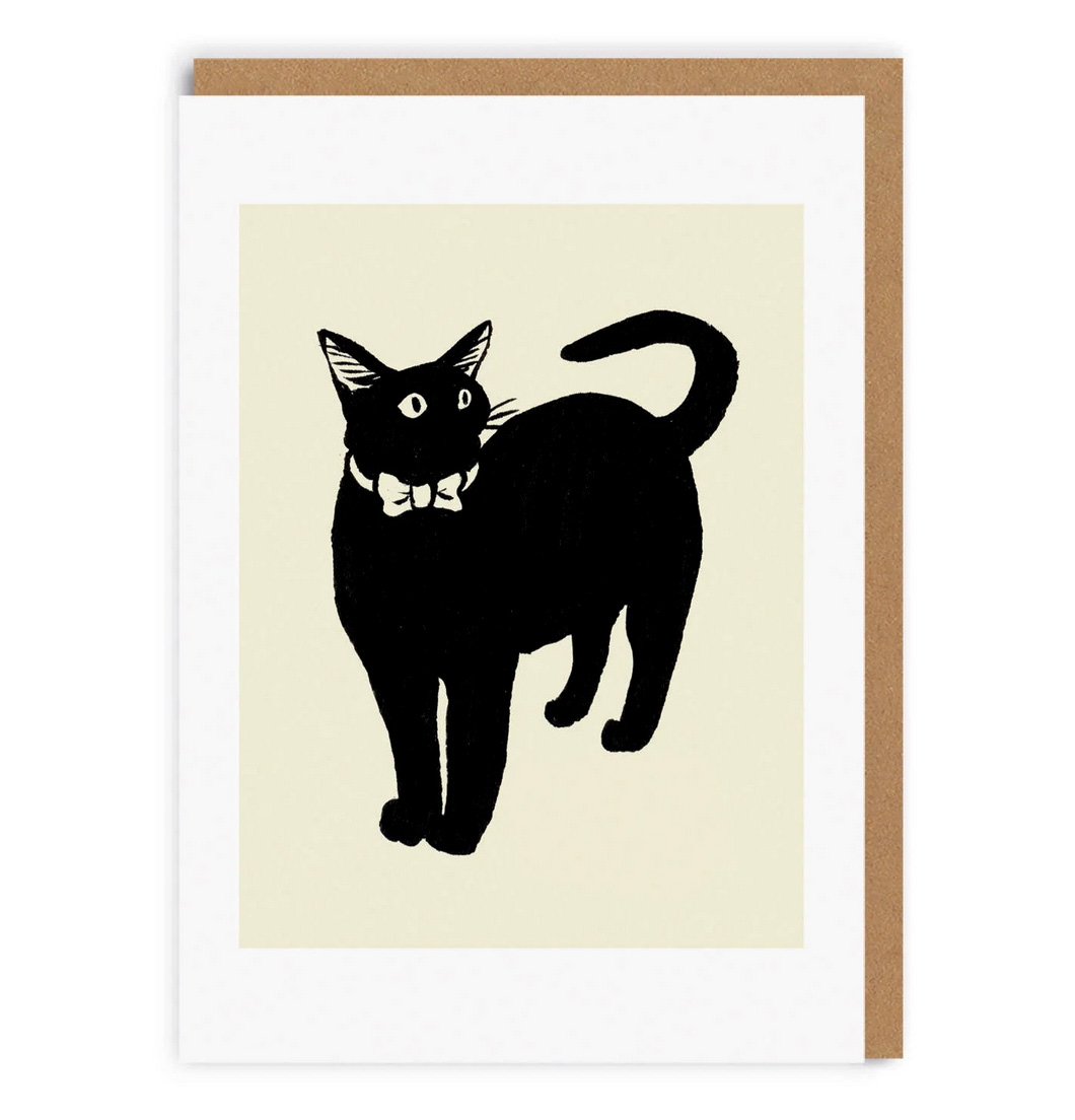 OH DEER Grußkarte Cat in Bow Tie, Katze schwarz mit Fliege