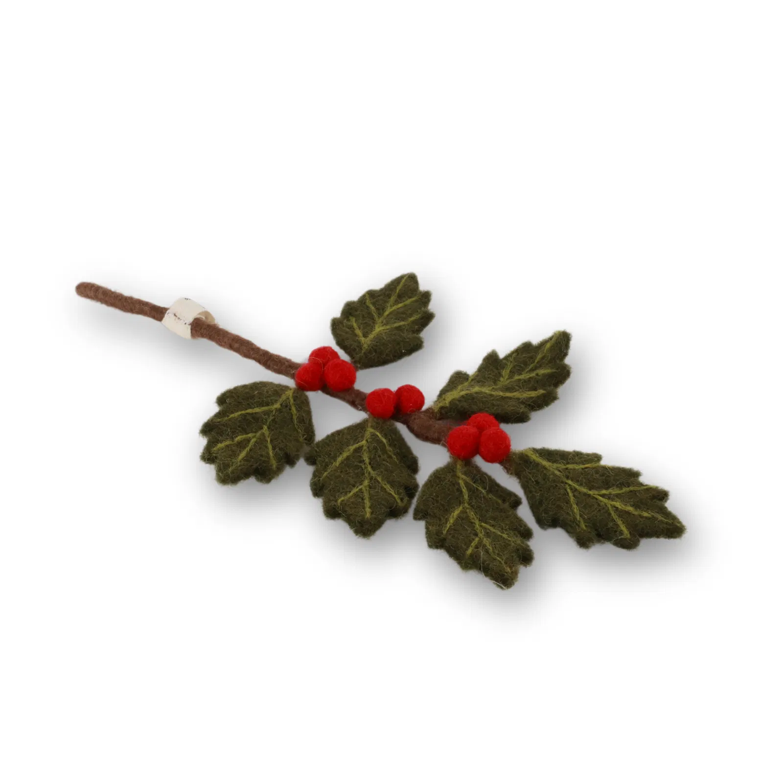 Gry & Sif Zweig ILex aus Filz, Mini Branch Holly, ca. 19 cm