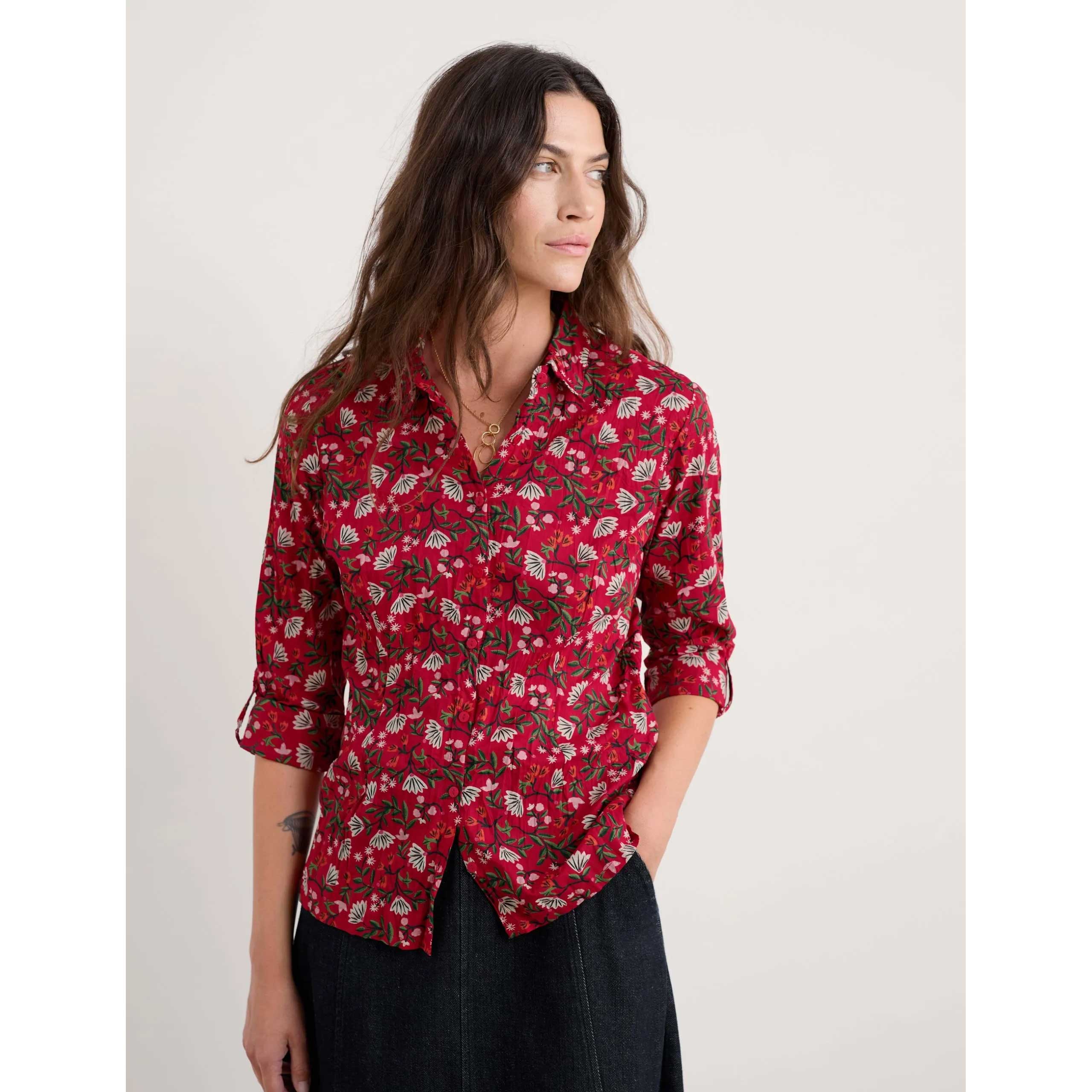 SEASALT CORNWALL Larissa Shirt-Winter Wildflower Carmine