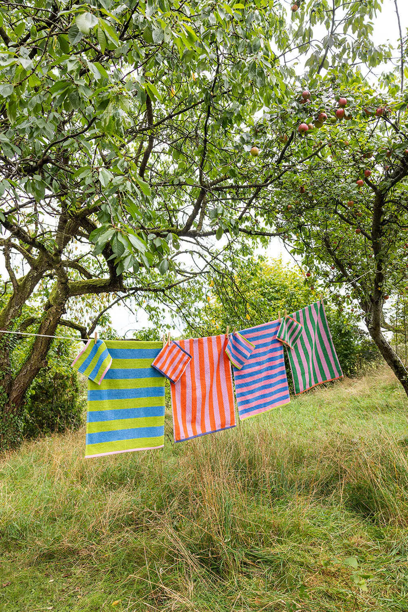 Frottee Geschirrtuch STRIPES Blau/Rosa, ZESTLINE, GOTS Organic 