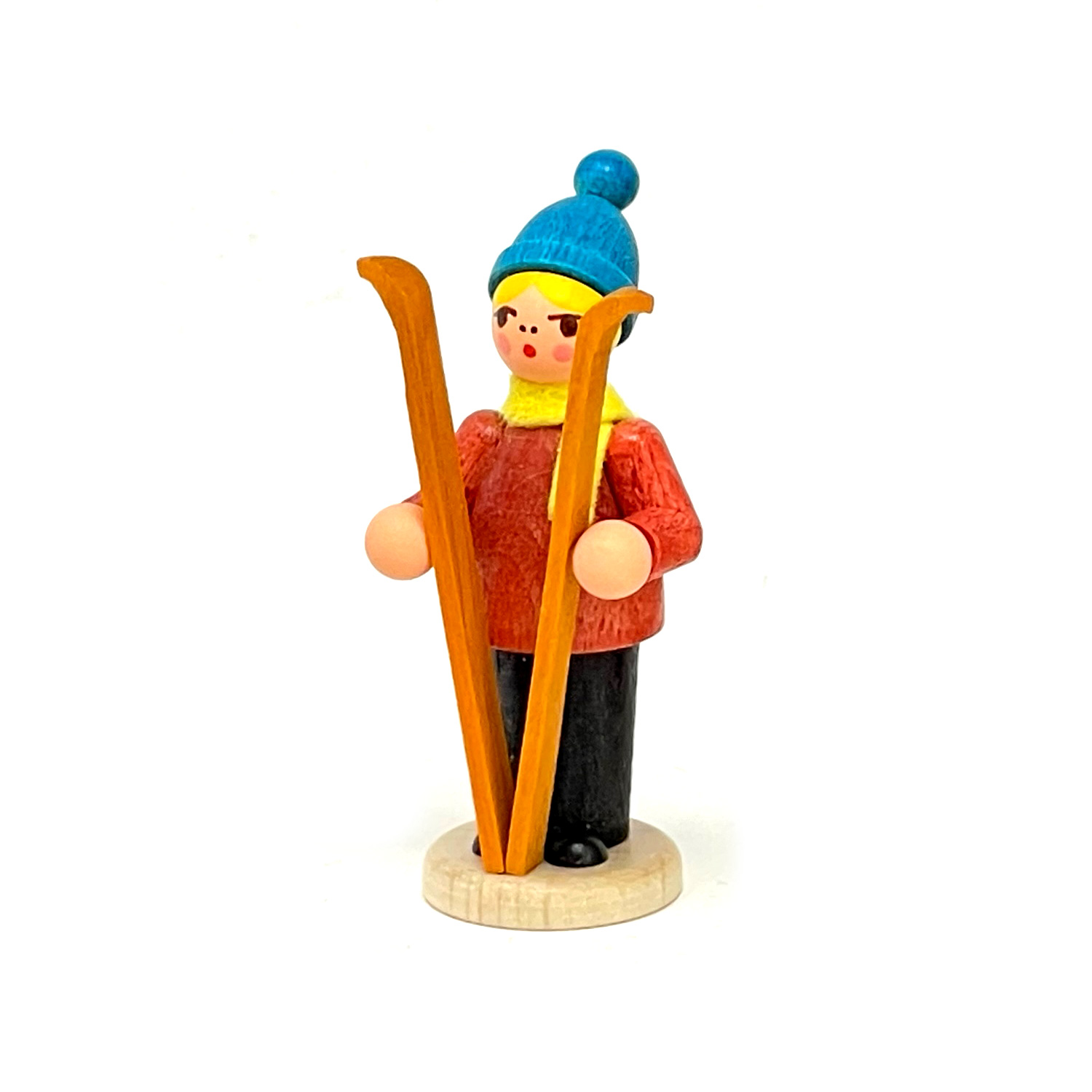 Erzgebirge Figur" Wintersport" Nr. 7, Figur mit Ski, bunt, ca. 6 cm , zum Stellen   