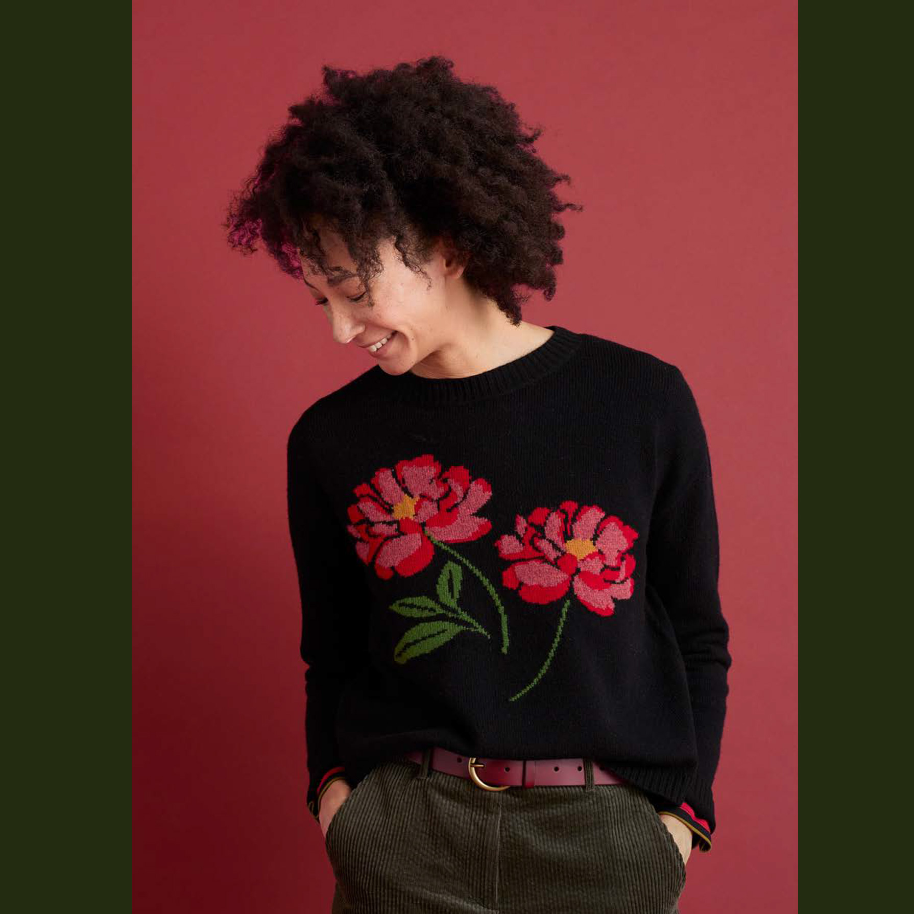 SEASALT CORNWALL Pullover Derowen Intarsia Knit Flower Jumper