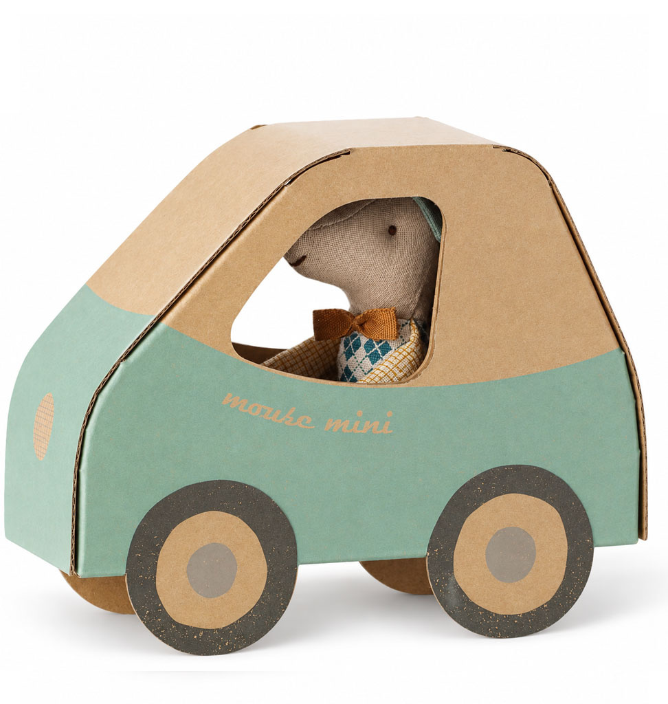 Maileg Fahrer-Maus, kleiner Bruder, Maus als Autofahrer