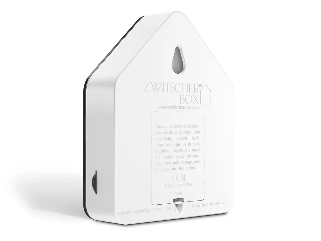 Zwitscherbox Schwarz von Zwitscherbox , weißer Rahmen, Bewegungsmelder