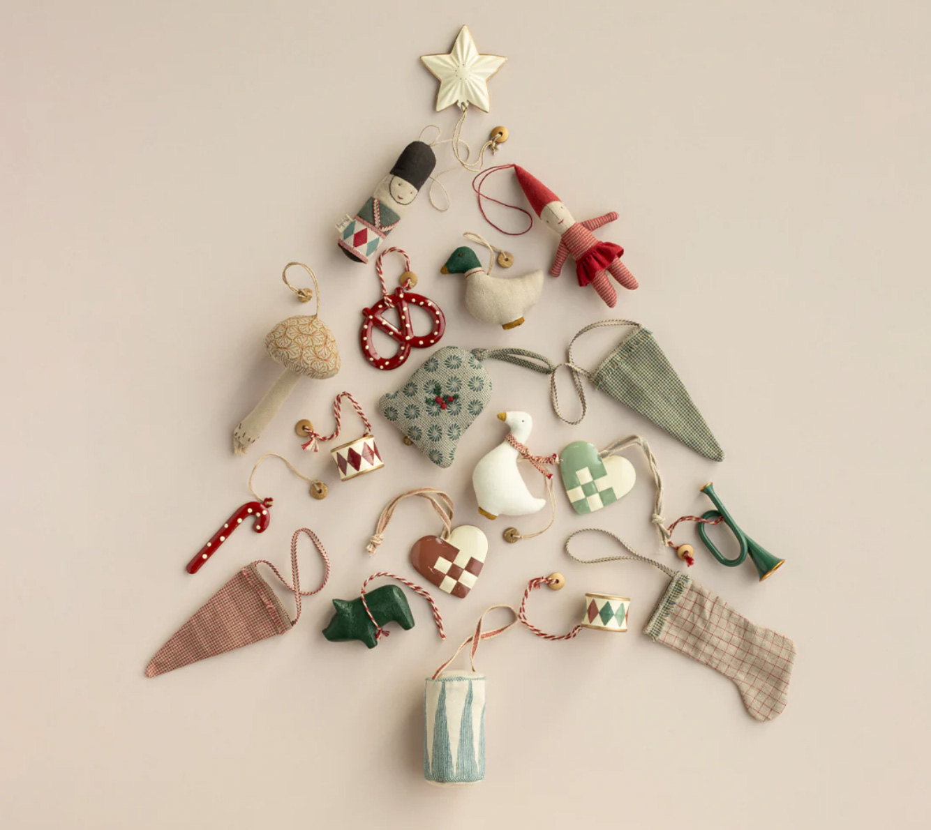 % Maileg Trommel-Ornament - Blau, Stoff, Weihnachtsanhänger, ca. 7 cm plus Band