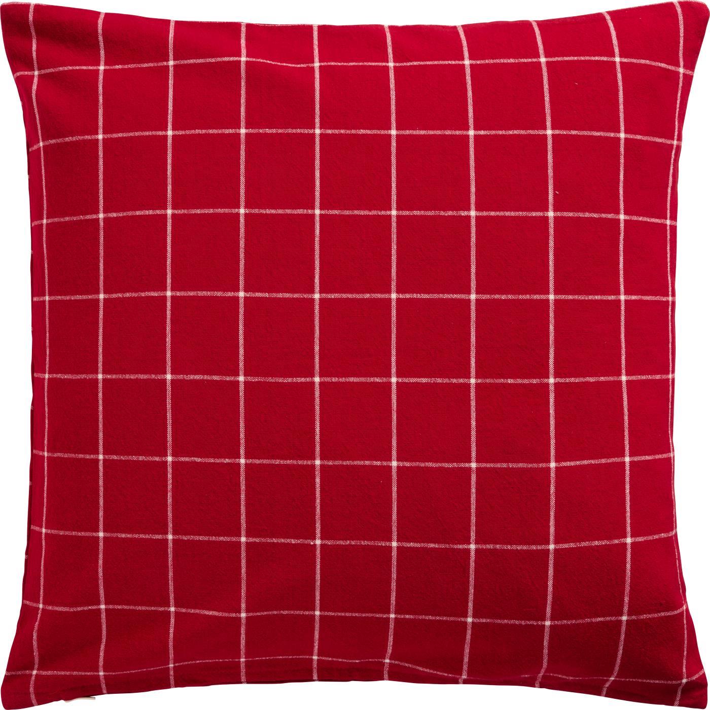 Kissenbezug Silja rot m/großen naturfarbigen Karos, ca. 50 x 50 cm, Baumwolle