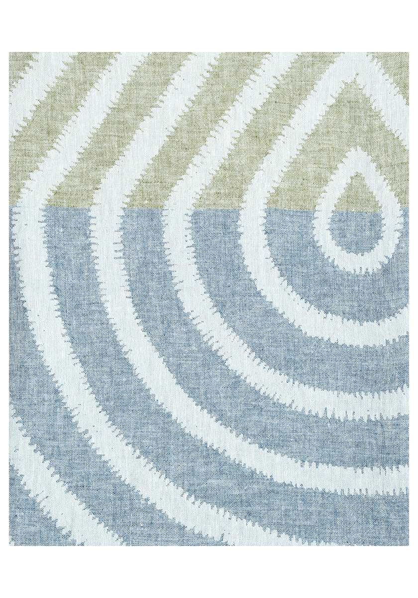Lapuan Kankurit Tischdecke METSÄLAMPI ca. 145 x 200 cm, Farbe: white-green-rainy blue, 100 % Leinen